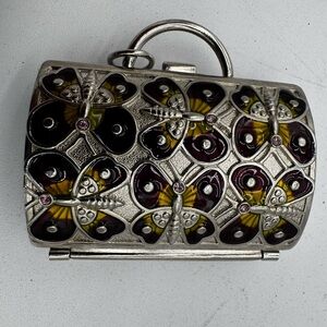 Judith Leiber Enamel Butterfly Trinket Pill Box Coin Purse Purple Neiman Marcus